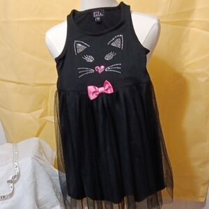 Lilt Black Cat Dress with Pink Bow